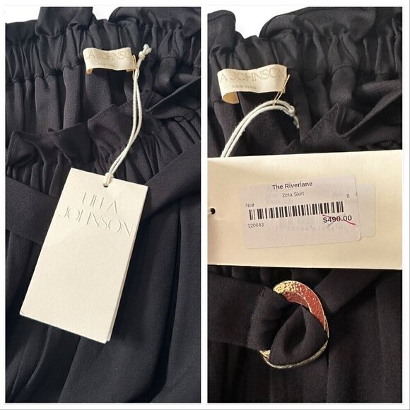 ULLA JOHNSON Zeta Midi Skirt, Noir-black, Size 8, New with tag - Picture 5 of 16